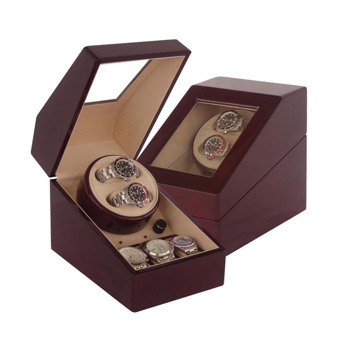 2 watch winder with 3 watch case,  TWB202: Wooden watch winders